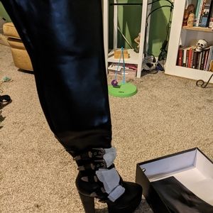 lamoda thigh high matte leather buckle boots